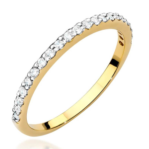 Wielokamieniowy Pierścionek obrączka z Diamentami 0,18ct - złoto próby 585. W-0531